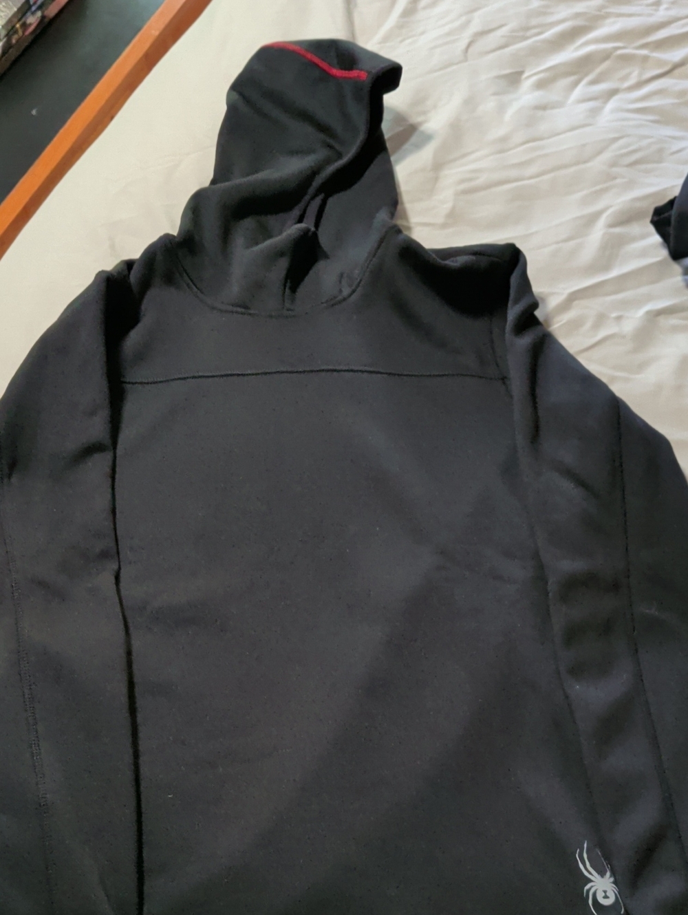 Spyder Black Hooded Performance Pullover with Red Trim